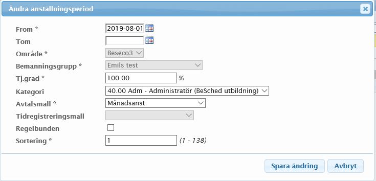 Ändra anställningsperiod